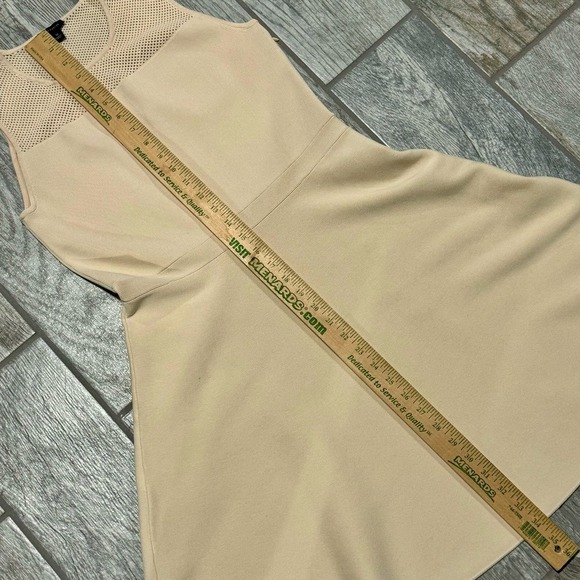 Ann Taylor Ivory Knit Sheer Mesh Yoke Sleeveless A-line Fit & Flare Dress size M - Picture 10 of 10